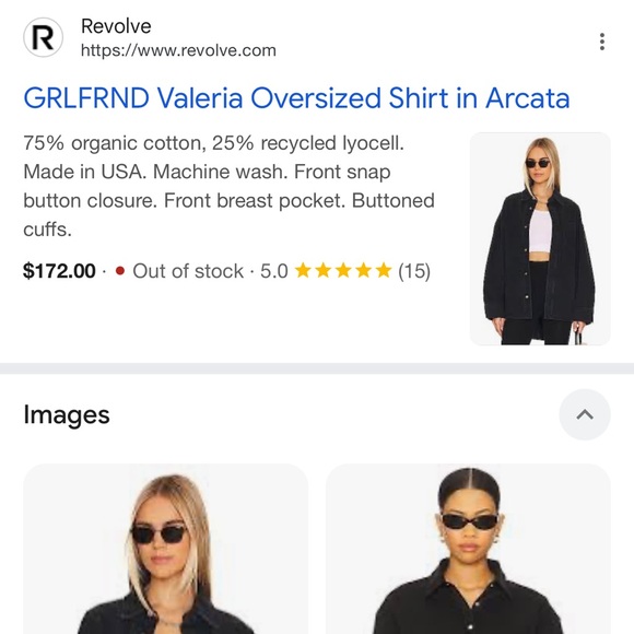 Revolve GRLFRND Valeria Denim Oversized Button Shirt Arcata Washed Black XS/S - Picture 8 of 8